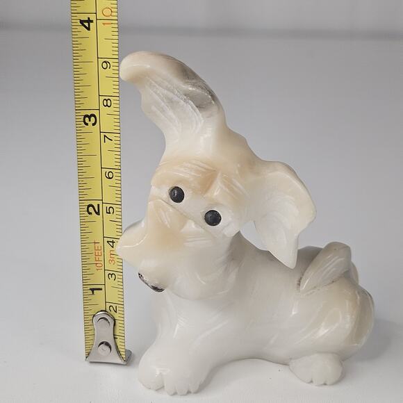 Vintage Alabaster Stone Dog Scottish Terrier Mid-century Signed 3.5" - Picture 8 of 8